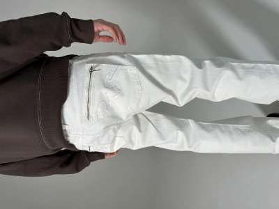 Pre-owned 20471120 X Diesel Y2k Vintage Avant Garde Denim Pants / Jeans In White