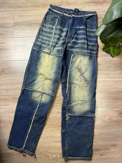 Pre-owned 20471120 X Distressed Denim Vintage 90's Frankenstein Mud Max Denim Pants In Blue