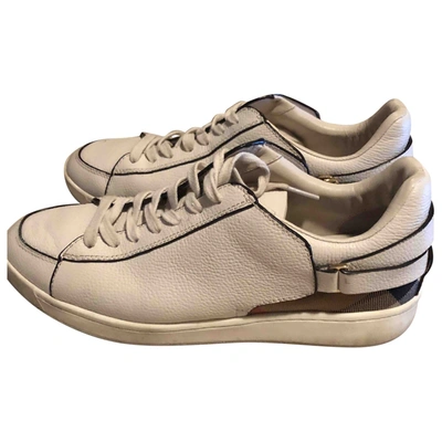 Pre-owned Burberry Leather Trainers In White