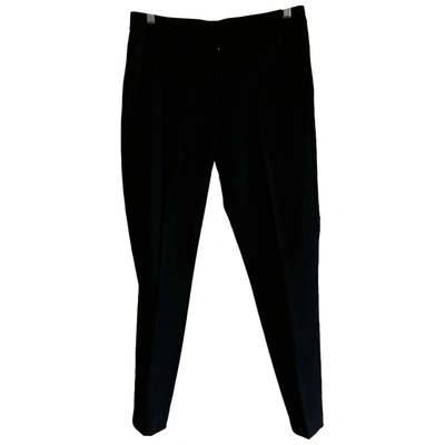 Pre-owned Dondup Wool Slim Trousers In Black
