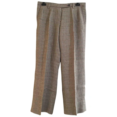 Pre-owned Mauro Grifoni Linen Trousers In Brown