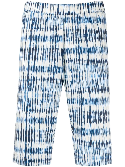 Barena Venezia Argo Tie Dye Stretch Cotton Bermuda Shorts In Navy