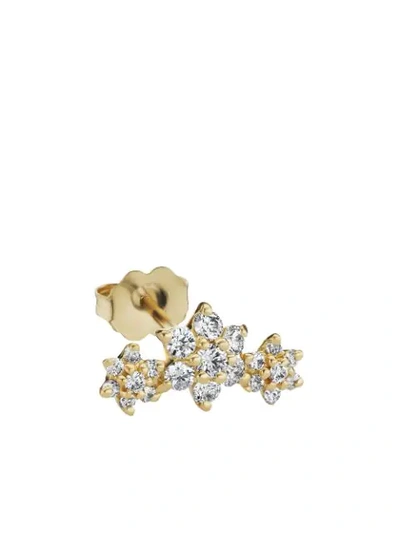 Maria Tash 18kt Yellow Gold Three Diamond Flower Garland Stud Earring