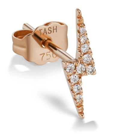 Maria Tash 11mm Diamond Lightning Bolt Th In Rose Gold/diamond