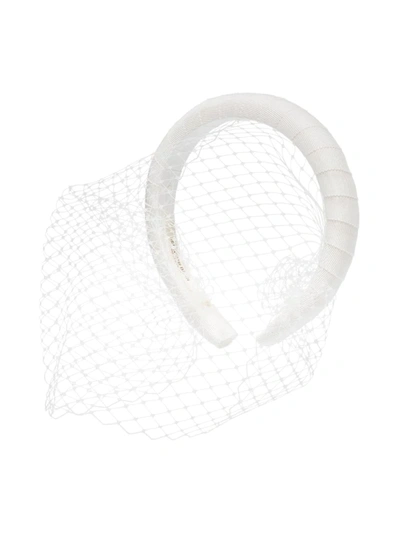 Jennifer Behr White Attica Veil Silk Headband
