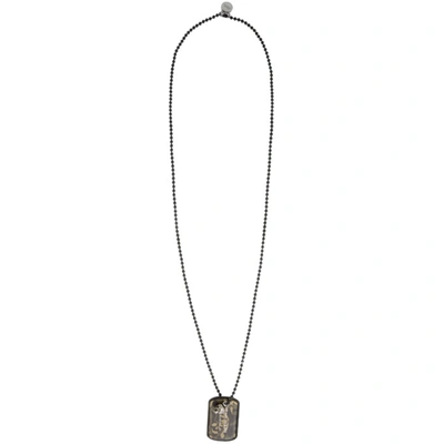 Alexander Mcqueen Black Camouflage Beaded Necklace In Black/camouflage