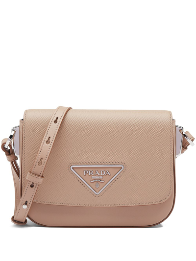 Prada Saffiano Leather Identity Shoulder Bag In Pink