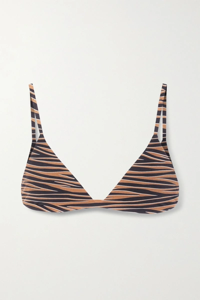 Anemone Tiger-print Bikini Top In Tan