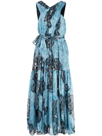 Ulla Johnson Adora Printed Fil Coupé Silk-chiffon Midi Dress In Blue