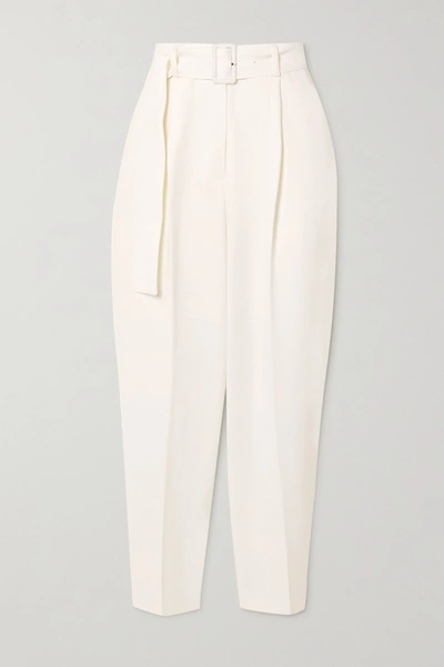 The Frankie Shop Elvira Belted Woven Pants In White
