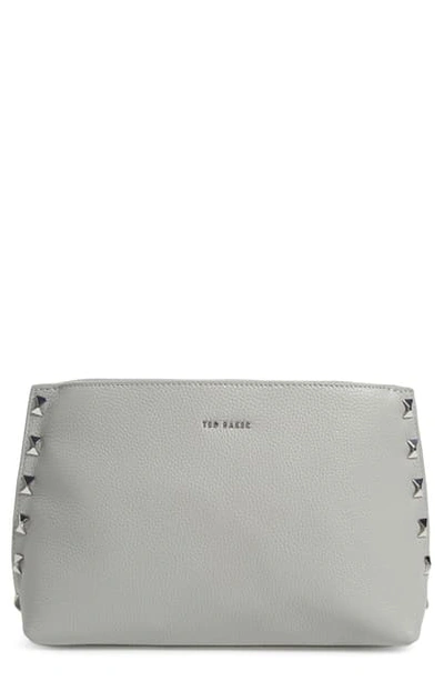Ted Baker Jemira Bow Leather Clutch In Light Grey