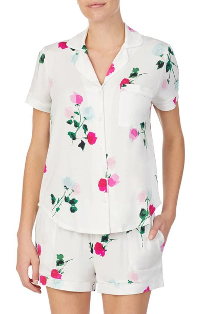 Kate Spade Floral Jersey Short Pajamas In Watercolor Rose