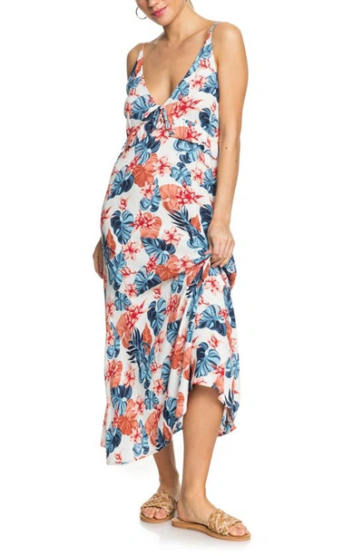 Roxy Close To Sea Floral Print Maxi Dress In Snow White Standar