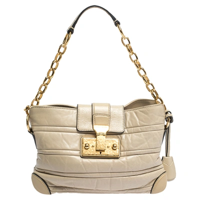 Pre-owned Marc Jacobs Beige Leather Lock Flap Chain Shoulder Bag