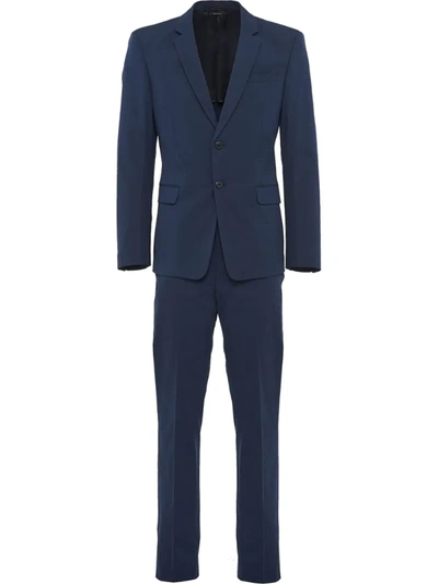 Prada Stretch Poplin Suit In Blue
