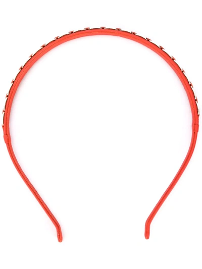 Ferragamo Chain Leather Hairband In Red