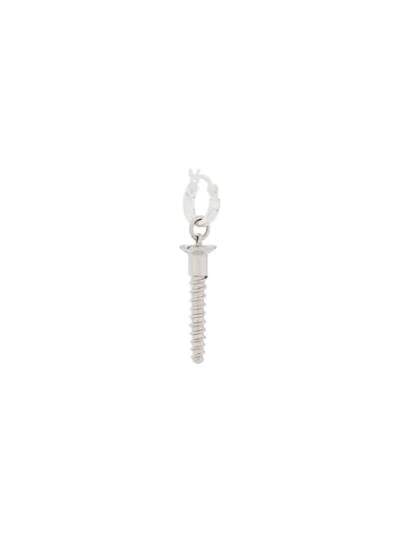 True Rocks Screw Hoop Earring In Silver
