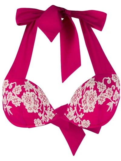 Carine Gilson Push-up Lace Bikini Top In Pink