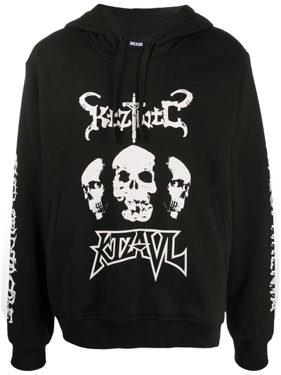 Ktz Skull Print Hoodie In Black