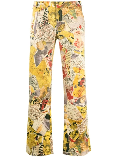 Pre-owned Moschino Multi-print Straight-leg Jeans In Neutrals