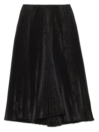 Balenciaga Pleated Jacquard Midi Skirt In Black