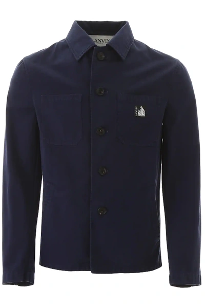Lanvin Jacket With Logo Patch In Blue