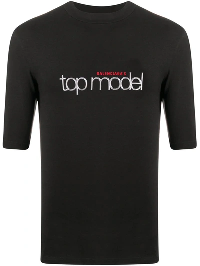 Balenciaga Top Model Logo-print T-shirt In Black