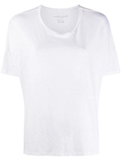 Majestic Linen Blend Boxy Fit T-shirt In White