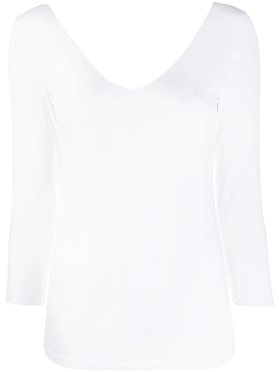 Majestic V-necked T-shirt In White