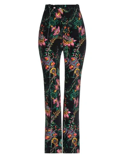 Paco Rabanne Floral-print Cotton-blend Velvet Straight-leg Trousers In Black