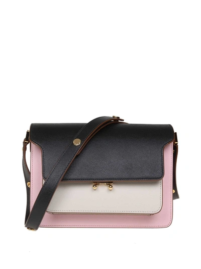Marni Three-tone Saffiano Leather Trunk Bag In Multicolour