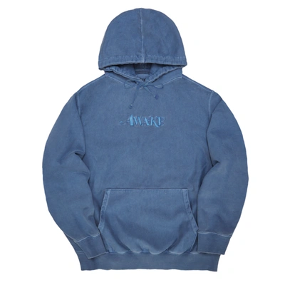 Pre-owned Awake  Embroidered Logo Hoodie Washed Blue