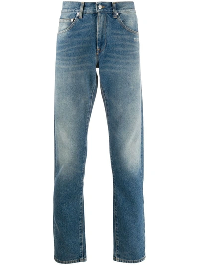 Off-white Mid-rise Straight-leg Jeans In Blue