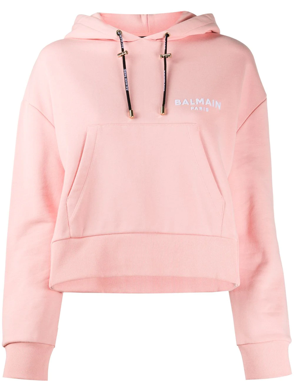Balmain Logo-print Drawstring Hoodie In Pink | ModeSens