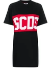 Gcds Logo Print T-shirt Dress In Black