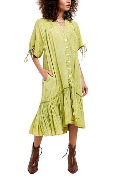 free people maya midi dress Free People Maya Midi Shirtdress In Green Seam Wash