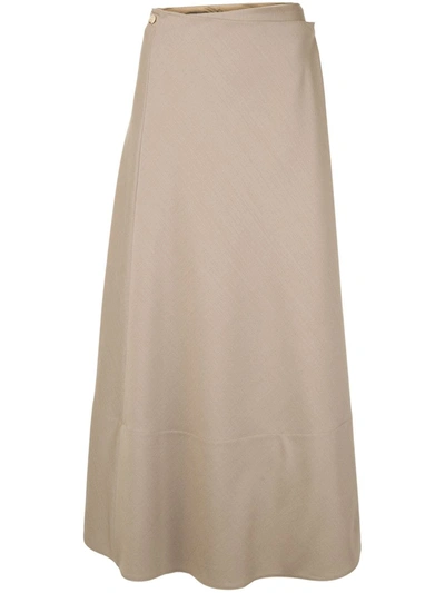 The Row Ava Mohair And Wool-blend Wrap Maxi Skirt In Light Brown