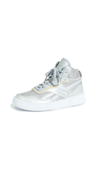 Victoria Beckham Dual Court Suede-trimmed Metallic Textured-leather And Mesh Sneakers In Silver