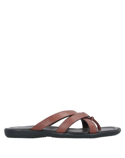 Doucal's Toe Strap Sandals In Tan