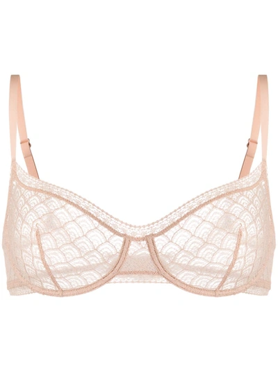 Eres Chevron Underwired Stretch-lace Full-cup Bra In Neutrals