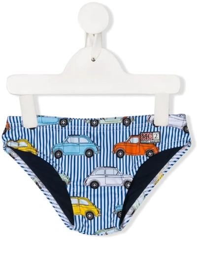 Mc2 Saint Barth Kids' Billy 500 Printed Swim Briefs In White