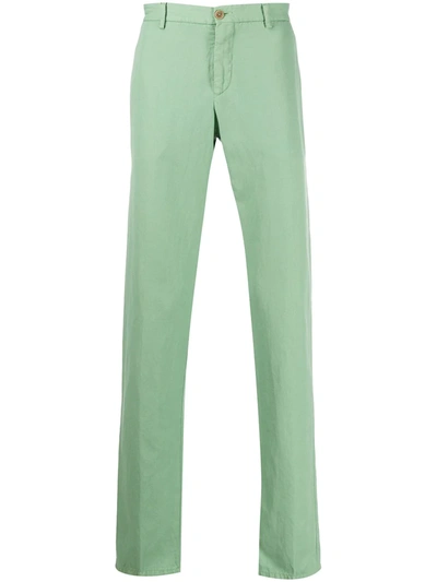 Etro Cotton And Linen Chino Trousers In Green