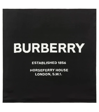 Burberry Horseferry Print Square Silk Scarf In Black