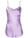 Cinq À Sept Marta Draped Silk-charmeuse Camisole In Purple