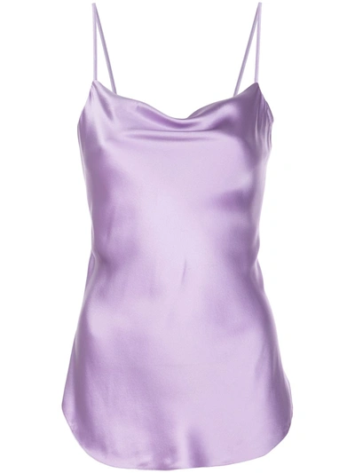 Cinq À Sept Marta Draped Silk-charmeuse Camisole In Purple