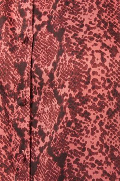 Cinq À Sept Draped Snake-print Twill Mini Shirt Dress In Antique Rose