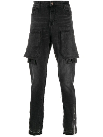Val Kristopher Multi-pocket Slim-fit Jeans In Black