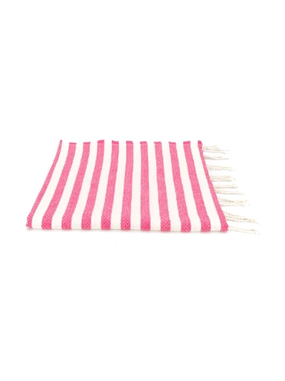 Mc2 Saint Barth Kids' Foutas Striped Beach Towel In Pink