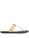 Gucci Women's Women's Leather Thong Sandals With Double G In Yellow