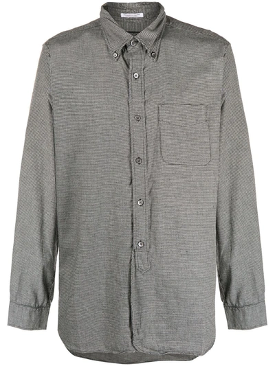 Engineered Garments Long Sleeved Houndstooth Shirt In Grey